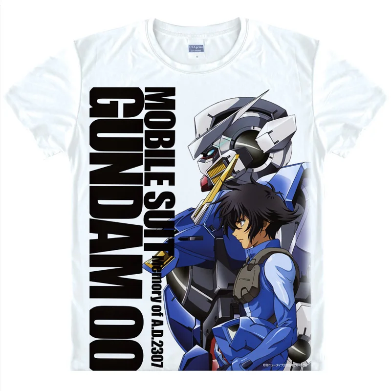 Coolprint аниме рубашка мобильный костюм Gundam Единорог футболки с коротким рукавом