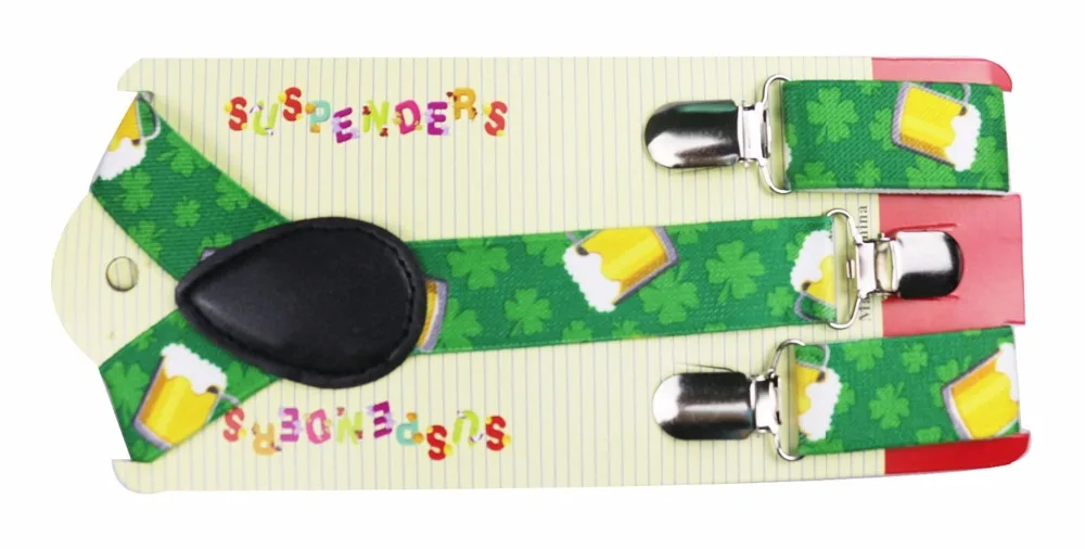 Winfox New Fashion Clip On Y Back Children Green Leaf And Cup Print Suspender For Boys | Аксессуары для одежды