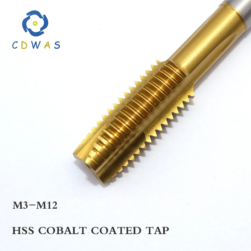 1 шт. M3 M4 m5 m6 m8 m10 m12 Высокоскоростная сталь HSS кобальтовый Метчик с покрытием спиральный паз обработки металла машина Резьба Кран