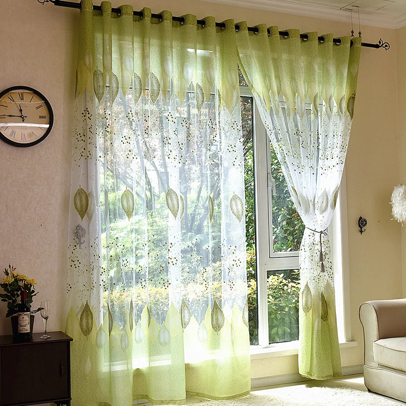 Прозрачные шторы с листочками для гостиной тюль вуаль спальни роскошное детское