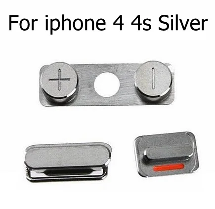 4 4s Siliver 1 комплект(включение питания+ переключатель громкости+ отключение звука) Боковая кнопка для iPhone 4 4S 5 5S боковые клавиатуры Золотой/серебристый/серый цвета замена - Цвет: 4 4s Siliver