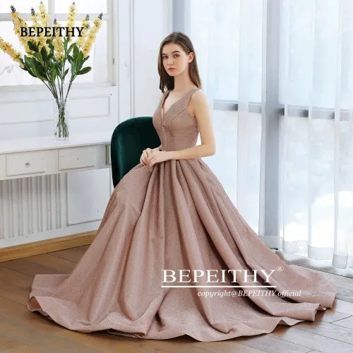 photo color BEPEITHY Новое ТРАПЕЦИЕВИДНОЕ блестящее Золотое вечернее платье длинное Robe De Soiree Светоотражающие Сексуальные вечерние платья на выпускной с открытой спиной Abendkleider - Цвет: photo color