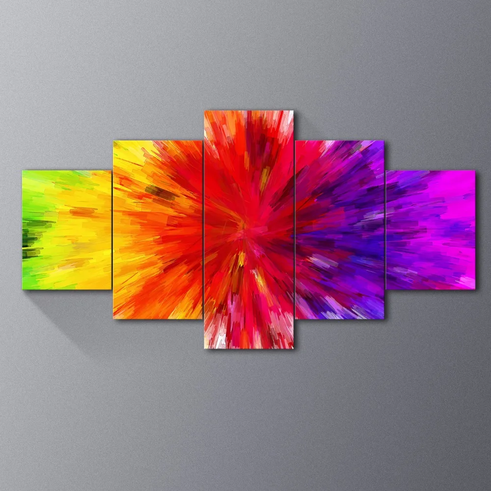 

Unframed 5 Pcs Canvas Abstract Rainbow Colorful Painting Modern Wall Art For Home Decor Modular Pictures