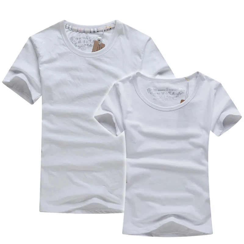 Однотонные Семейные футболки парные Летний стиль подходящая женская футболка
