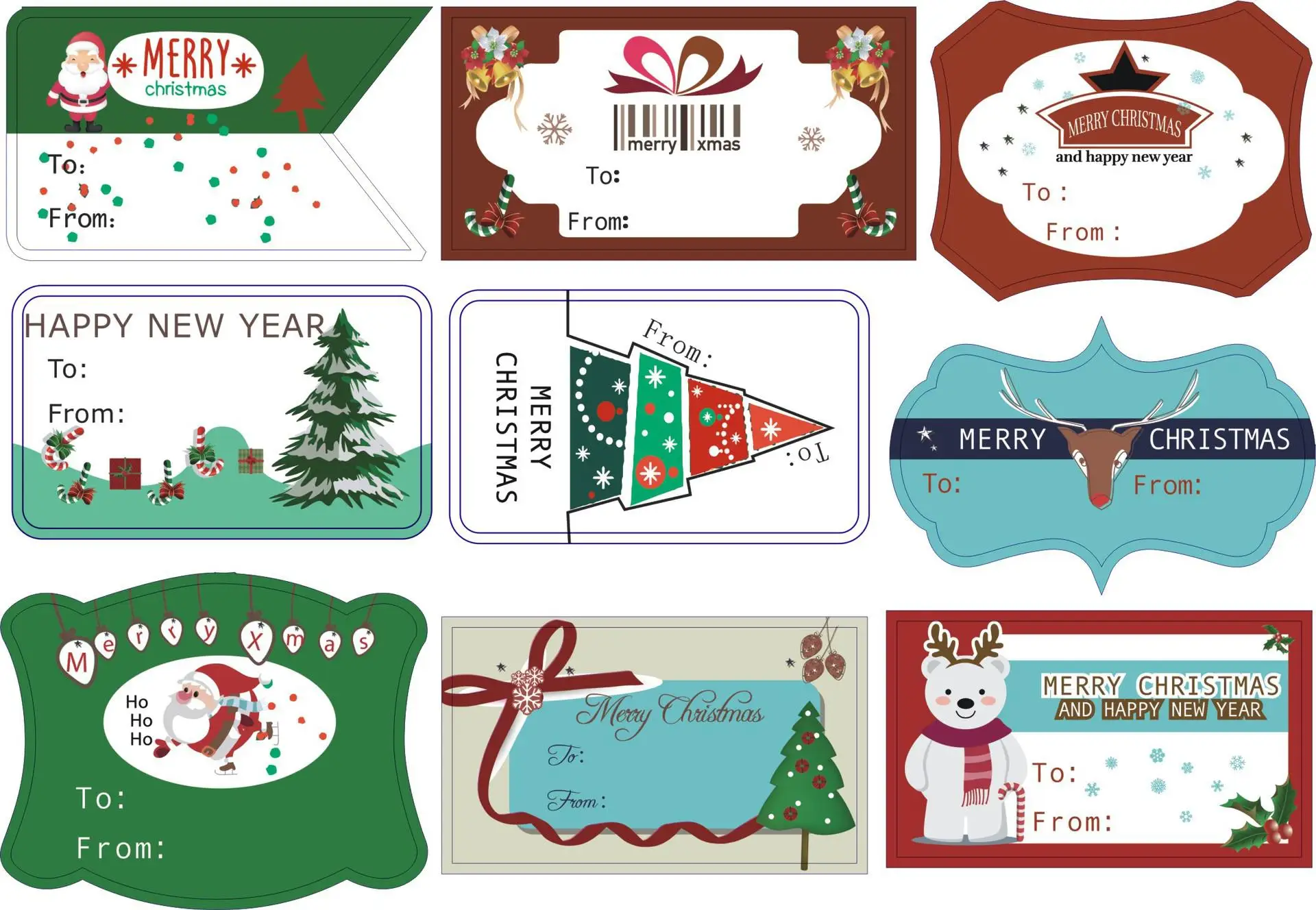90 шт/10 листов, новинка, Merry Christmas, ручная упаковка для торта, уплотнительные этикетки из крафтовой бумаги, наклейки для выпечки, Подарочные наклейки «сделай сам» - Цвет: A 10sheets 90pcs