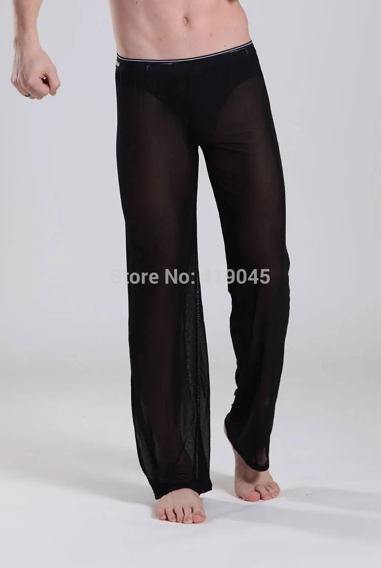 Мужские прозрачные сетчатые длинные брюки черные белые Размеры M L XL | Мужская