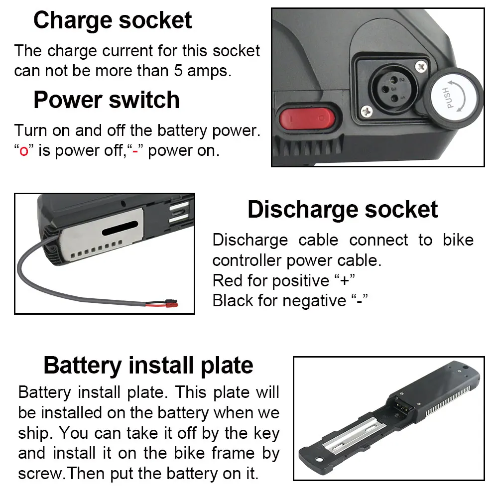 Фара для электровелосипеда в Акула Батарея 48 v 10Ah литий-ионный пакет с usb