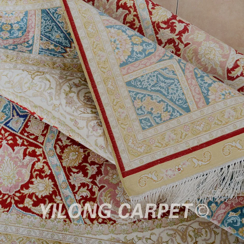 Традиционный персидский ковер Yilong 5 'x 8' прямоугольный красный медальон ручной