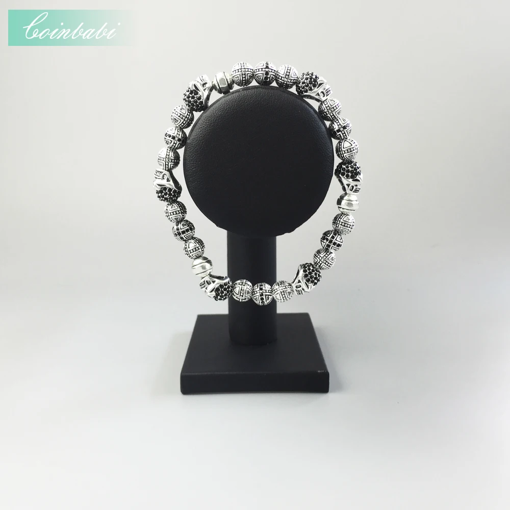 Skulls &amp Cross Hero Bead Elastic Bracelet bracelets new fashion jewelry silver-plate for Men Halloween party | Украшения и