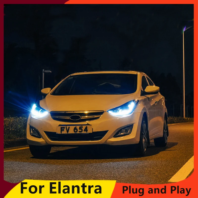 

KOWELL Car Styling For 2012-2016 Hyundai Elantra Headlights Streamer turn LED light headlight DRL Bi Xenon Lens High Low Beam