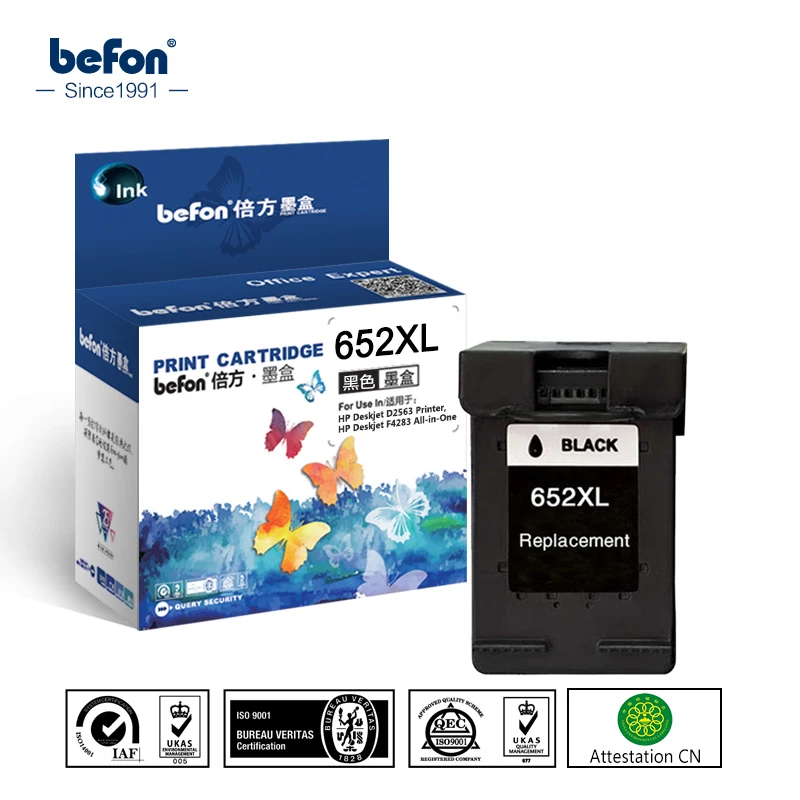 Сменный картридж befon Черный чернильный 652XL для HP 652 XL Deskjet 1115 1118 2135 2136 2138 3635 3636 3638 3838