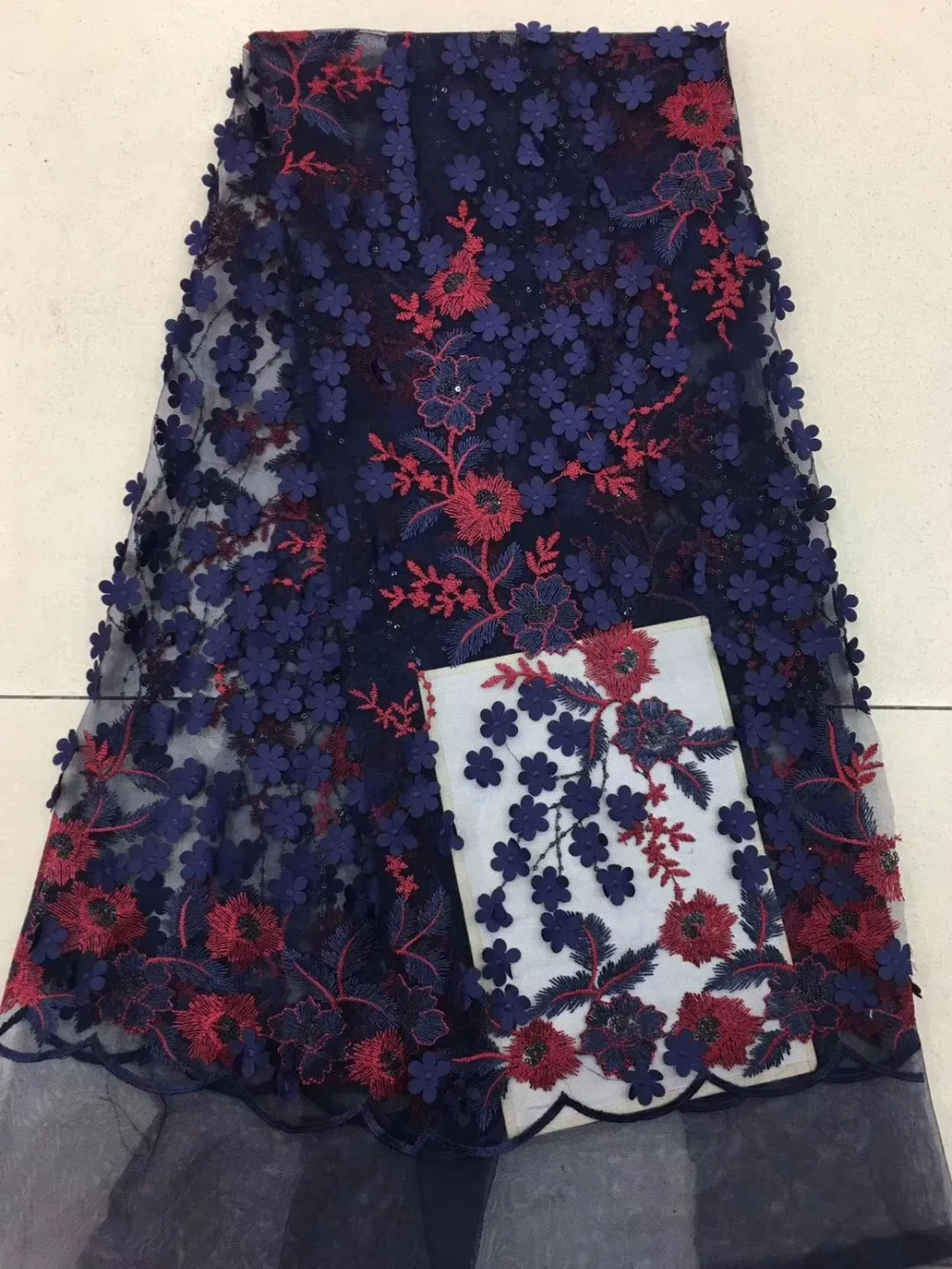 

New Beautiful Dress fabric single color Appliqued chiffon small butterfly with beads French Tulle Lace Fabric