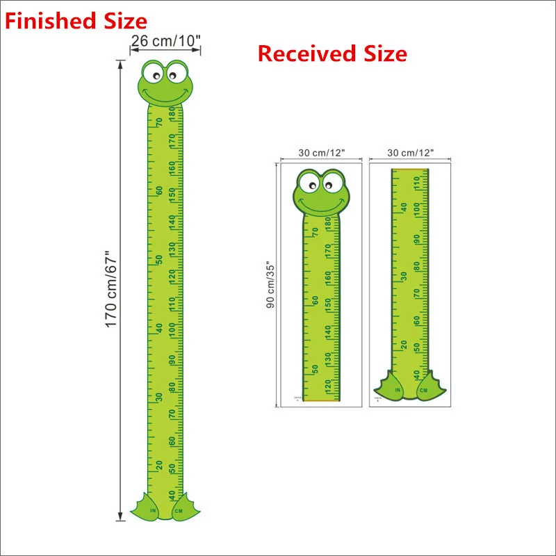 Горячие DIY мультфильм животных лягушка Высота Мера настенные наклейки 1603 детская