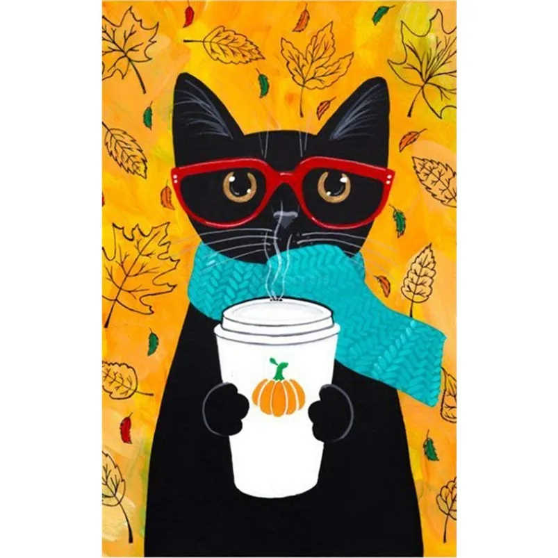 Черный кот кофе сад флаг двусторонний дизайн 12 5x18 дюймов Садовый двор Цветочные