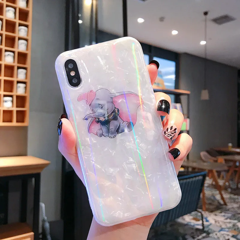 Cute cartoon Dumbo Shell grain White soft shell phone Case For Apple iphone 6 6s 7 8 Plus X XS XR MAX silicone case |