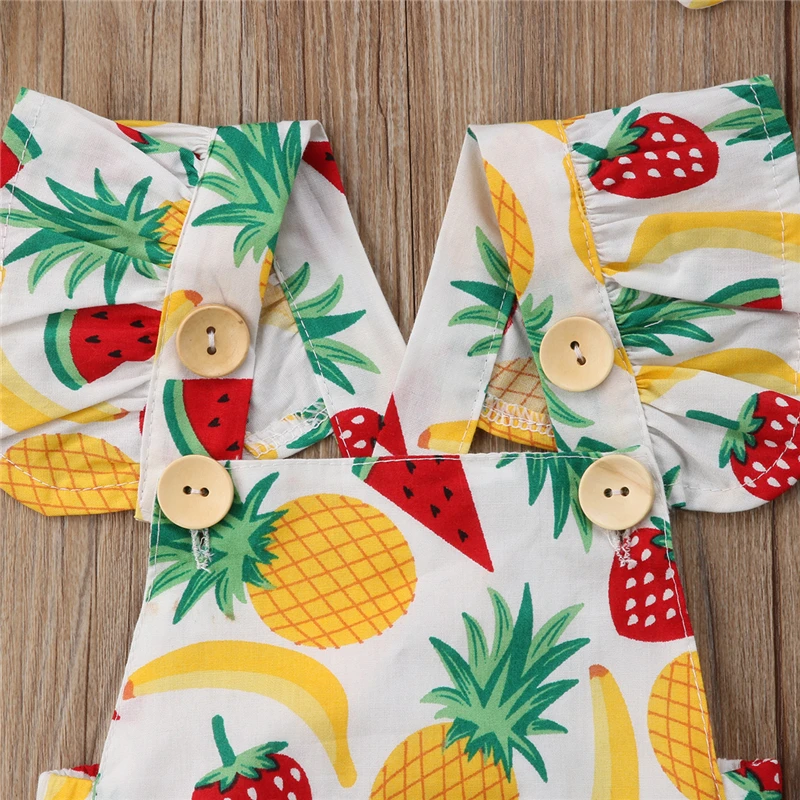 В наличии 2 модели одежды для маленьких девочек комбинезоны с фруктовым принтом +