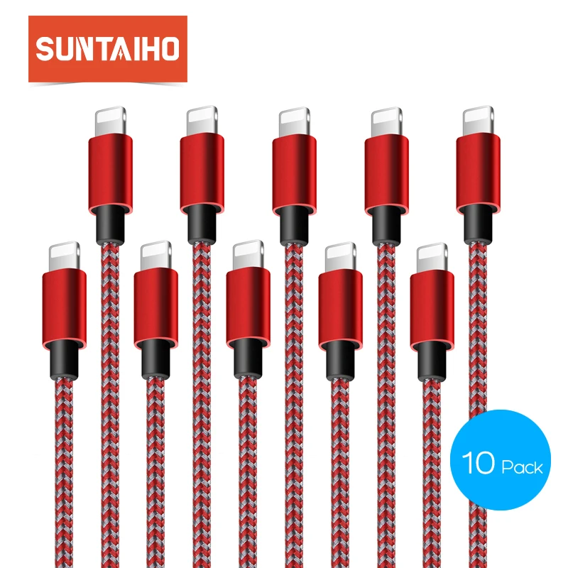 10 упак. Suntaiho для iPhone X Кабель USB кабель быстрое зарядное устройство 6 5 s 8 7 Se Nylone