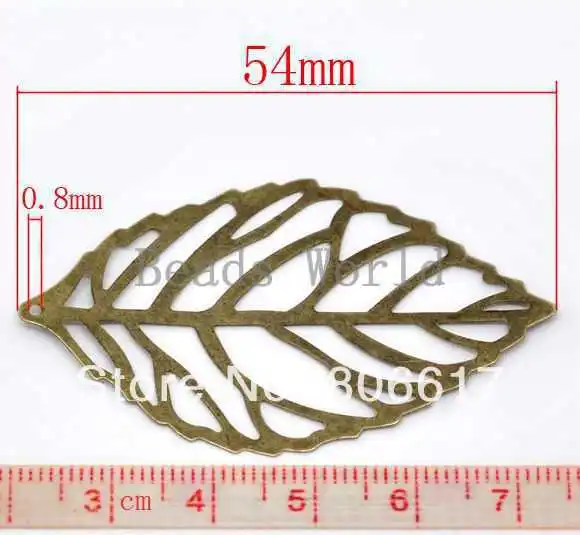 Лучшее качество 100 шт бронзовые тона филигранные подвески в форме листьев