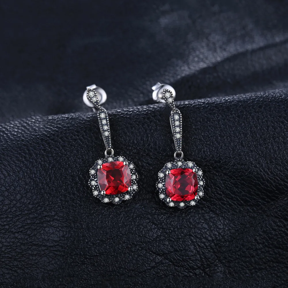 JewelryPalace Винтаж 4.5ct площади созданный рубиновые серьги 925 пробы серебро ювелирных