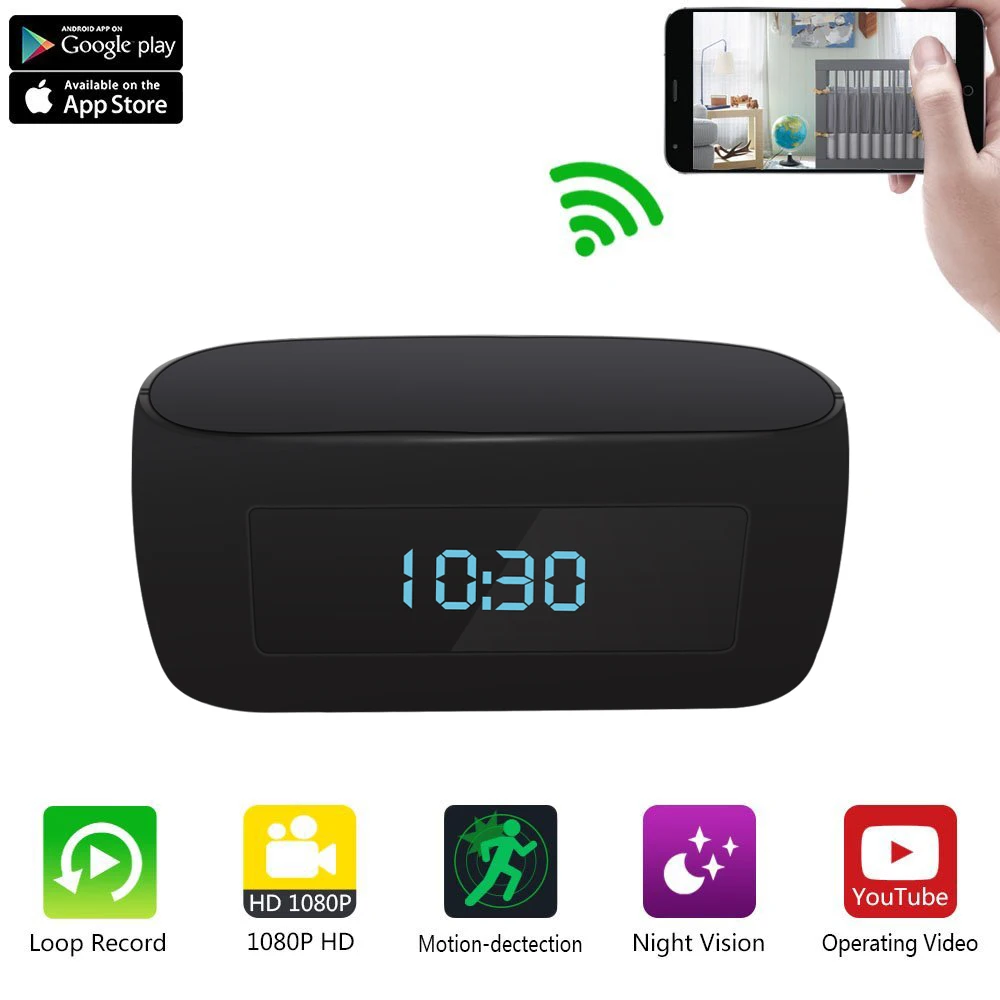 H.264 wi-fi настольные часы мини Камера 1080P HD IP P2P DVR видеокамеры сигнализации комплект
