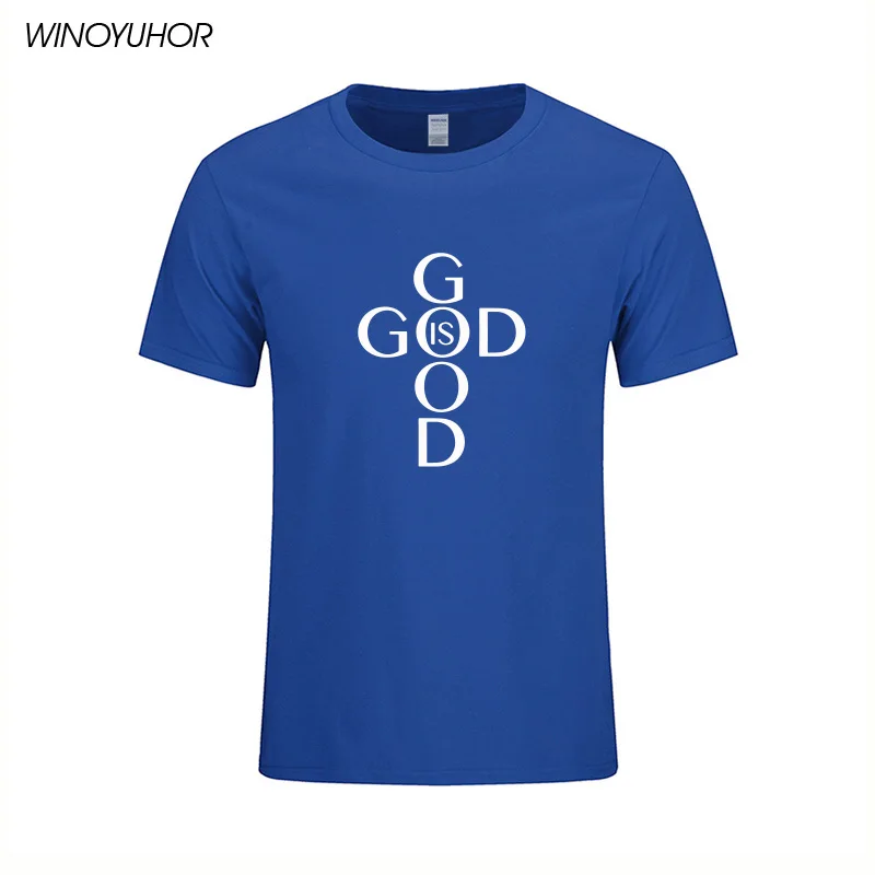 Мужская хлопковая футболка с принтом God Is Good летняя коротким рукавом