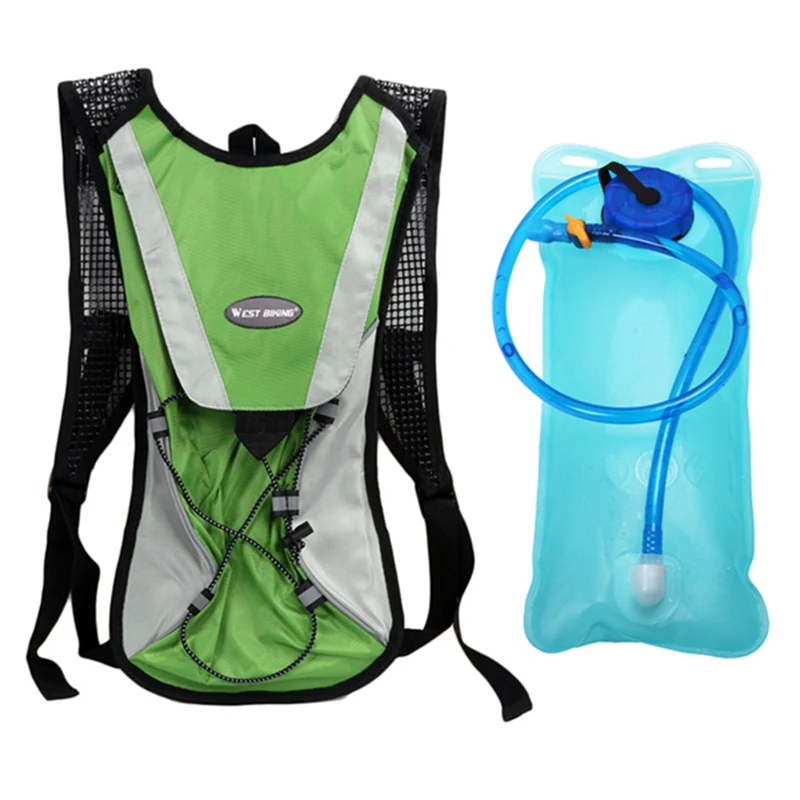 Green andwaterbag WEST BIKING 2.5 L Portable Water Bag Cycling Backpack Wide Mouth Hydration Water Bladder Bag Bike Sports Cycling Bicycle Bag - Цвет: Green andwaterbag