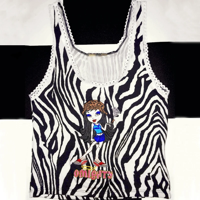 Harajuku Omighty Zebra Bratitude топ на бретелях для женщин в стиле панк для девочек с вышивкой буквами, летние топы, футболки, уличная одежда в стиле хип-хоп, майка-майка