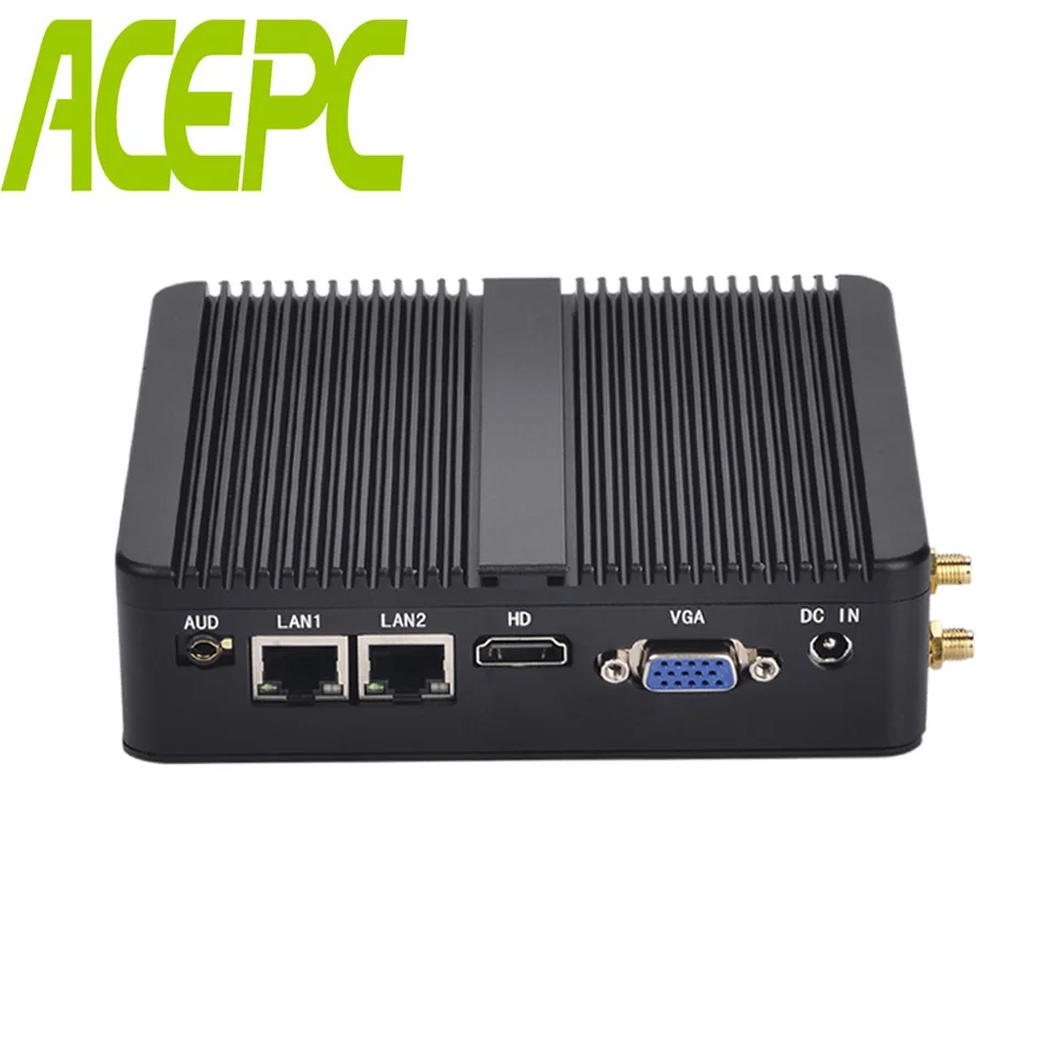 Мини-ПК без вентилятора Celeron J1900 J1800 Windows 10 Linux HTPC 2* LAN 2* COM двухъядерный мини промышленный компьютер HDMI 2* RJ45 USB3.0 VGA