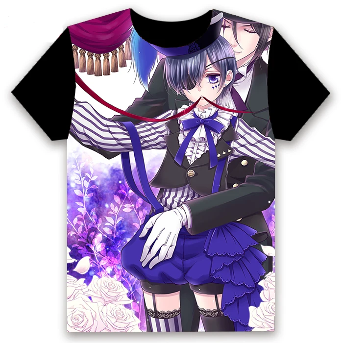 Модная мужская футболка Аниме Kuroshitsuji Black Butler Ciel Phantomhive Косплей Повседневная с