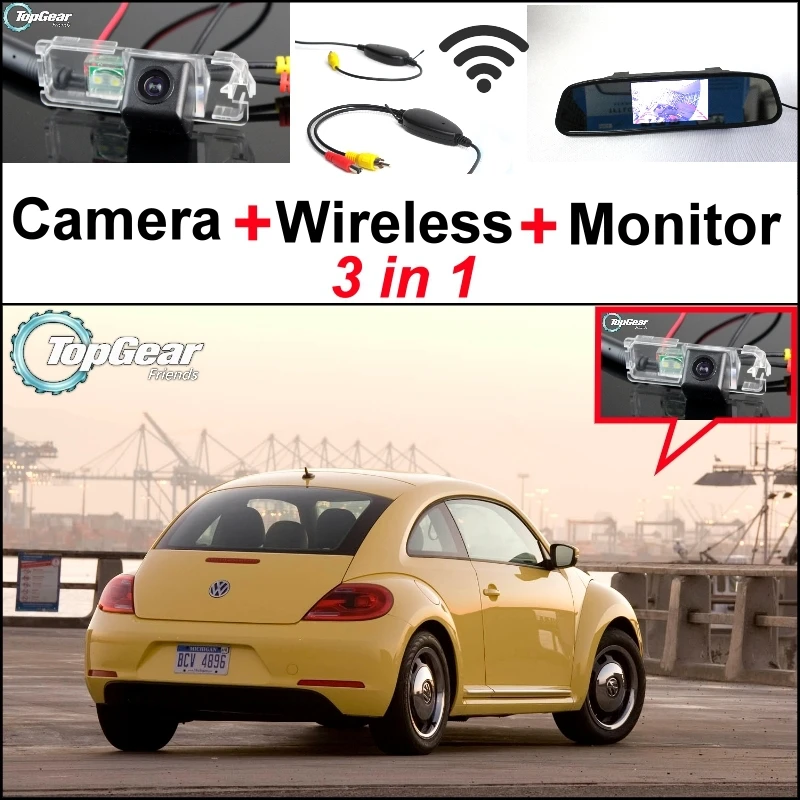 

3 in1 Special WIFI Camera + Wireless Receiver + Mirror Monitor Easy Back Up Parking System For Volkswagen VW New Beetle Bjalla