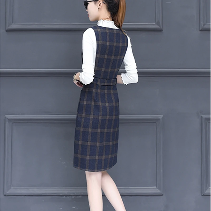 Весна 2018 Шерстяное приталенное платье в клетку для девочек стильные и элегантные