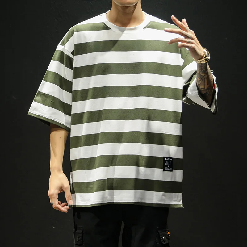 2019 Новая летняя полосатая Повседневная модная удобная мужская дышащая хлопковая