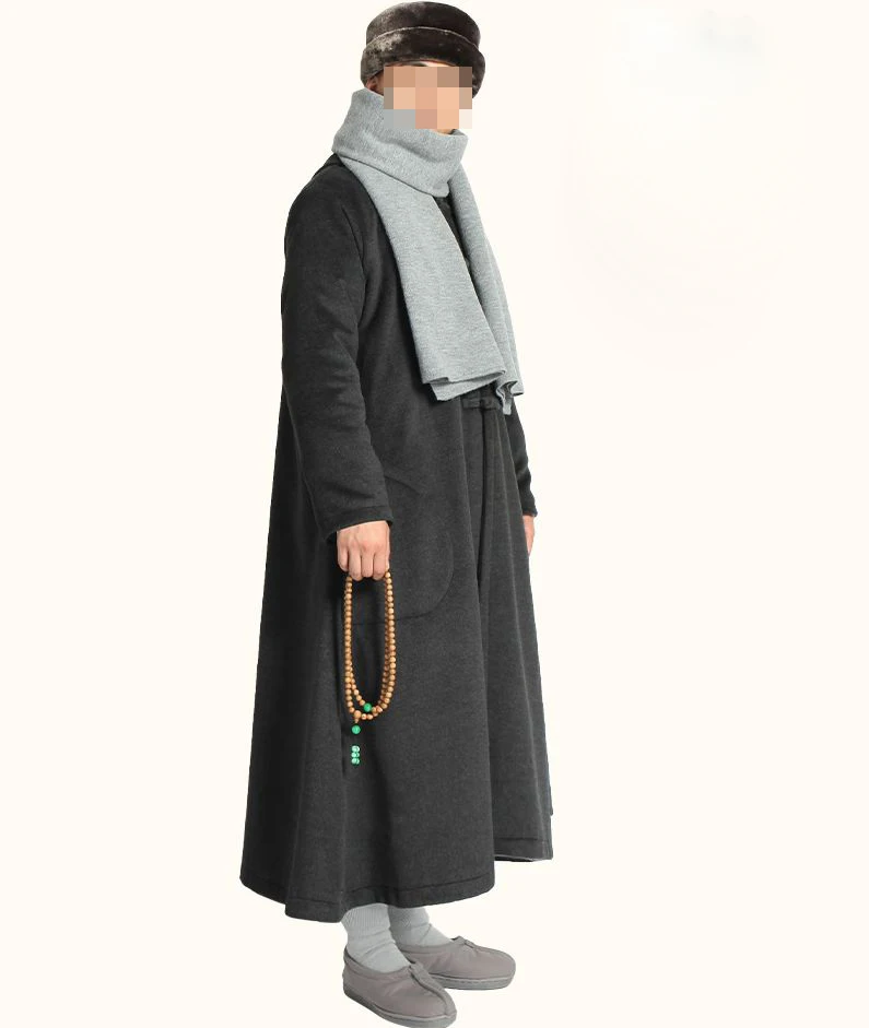 Зимний теплый плащ унисекс 6 цветов синий/серый для медитации буддийский монах