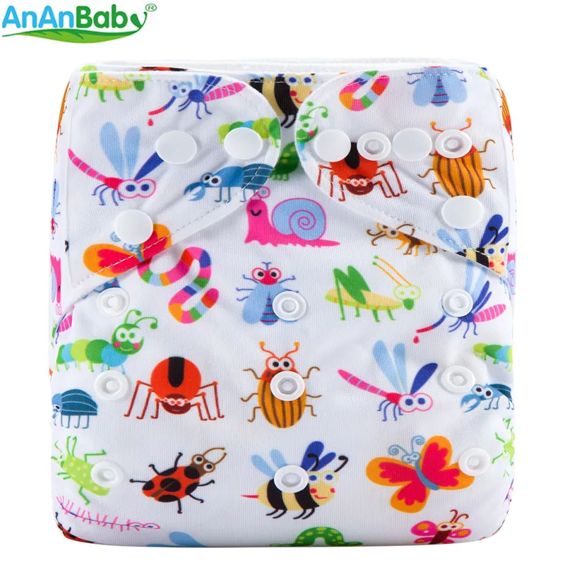 2018 Ananbaby Многоразовые моющиеся двухрядные защелки один размер цифровые принты