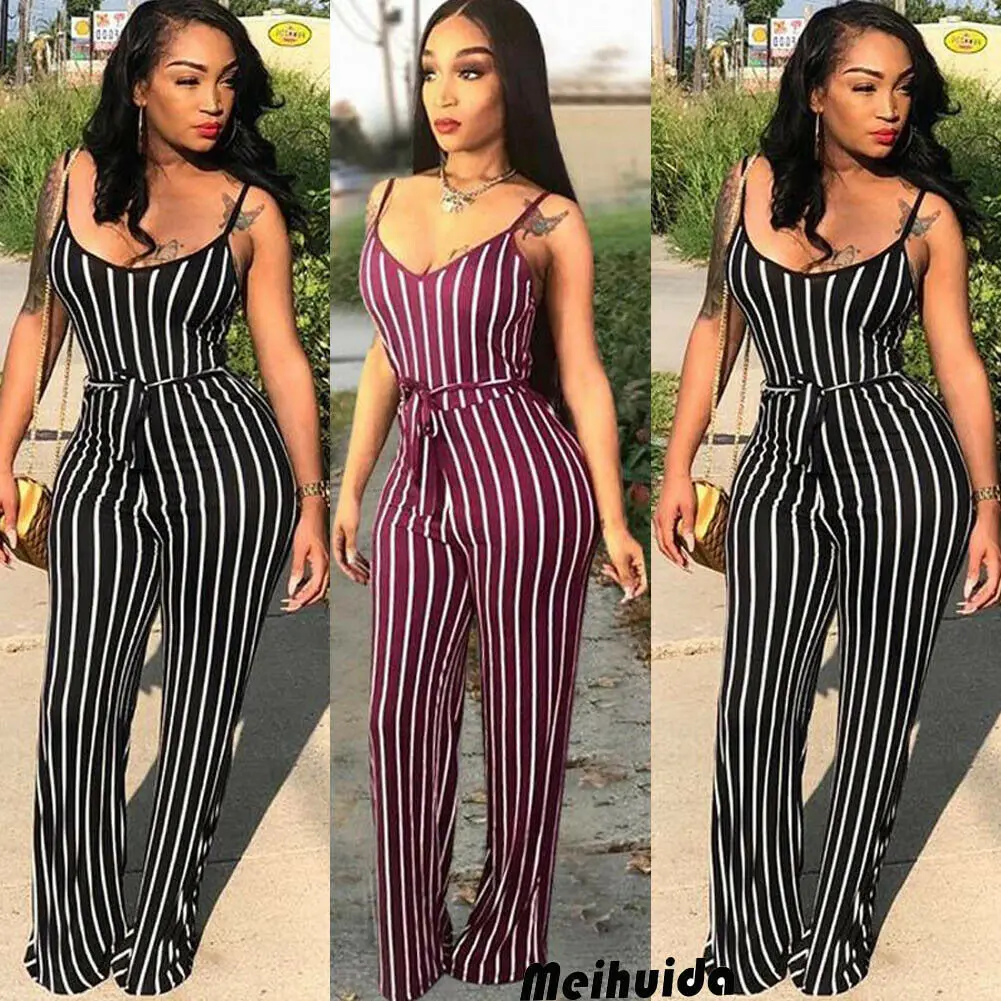 Женский клубный комбинезон с поясом без рукавов повседневный свободный брючный