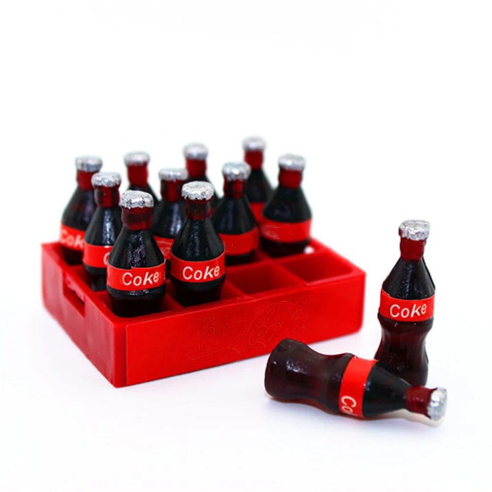 

1/12 Dollhouse Miniature Accessories Mini Coke Bottle with Tray Simulation Drinks Model Toy for Doll House Decoration