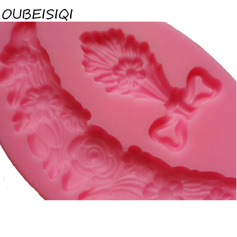 Цветок розы лук кисточка кекс плесень помадка торт формы Confeitaria Molde De силиконовые
