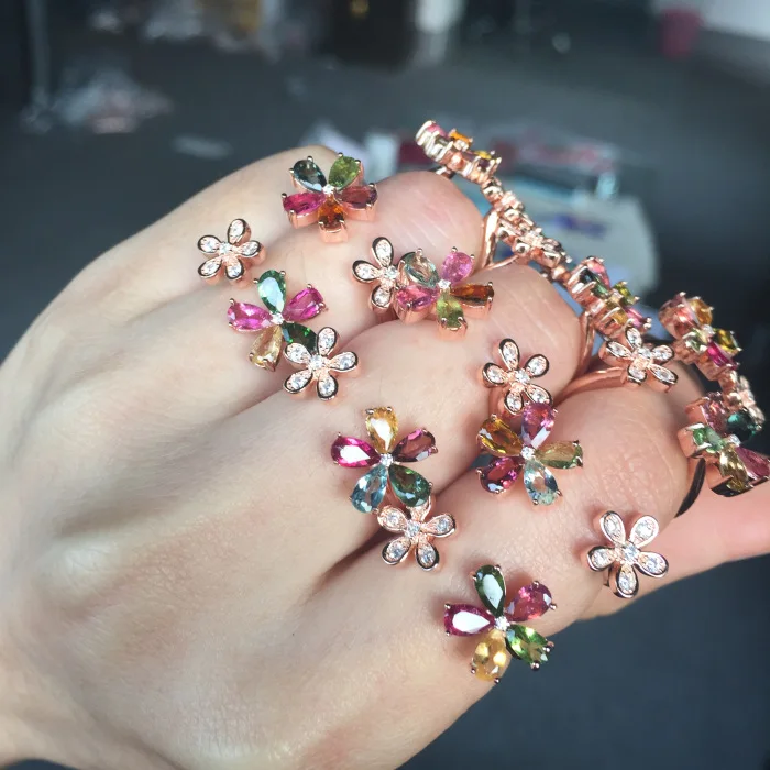 [MeiBaPJ натуральный турмалин драгоценный камень модное цветное каменное кольцо с