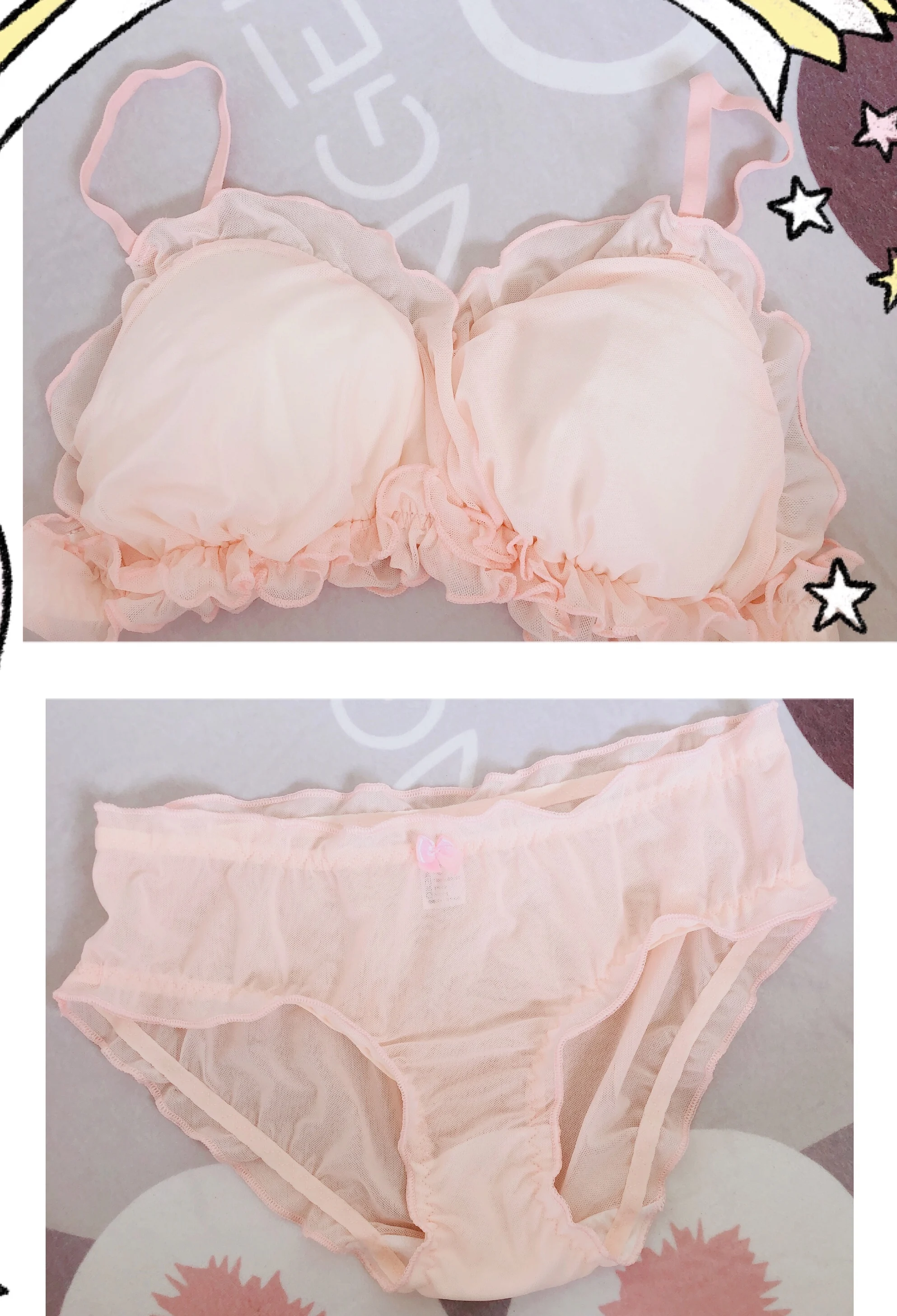 Симпатичный шифоновый комплект из бюстгальтера и трусиков во французском стиле