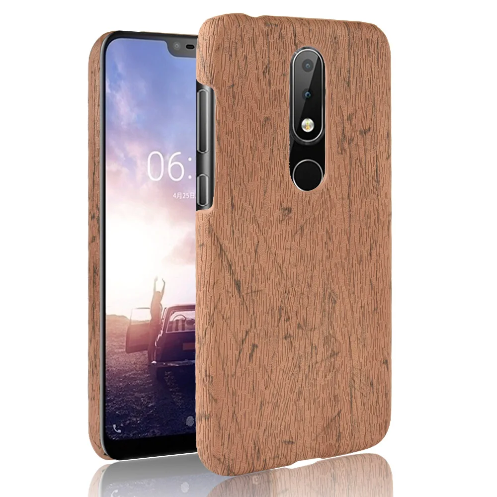 Для Nokia 5 1 Plus чехол для телефона бампер PC пластик PU кожаный деревянные