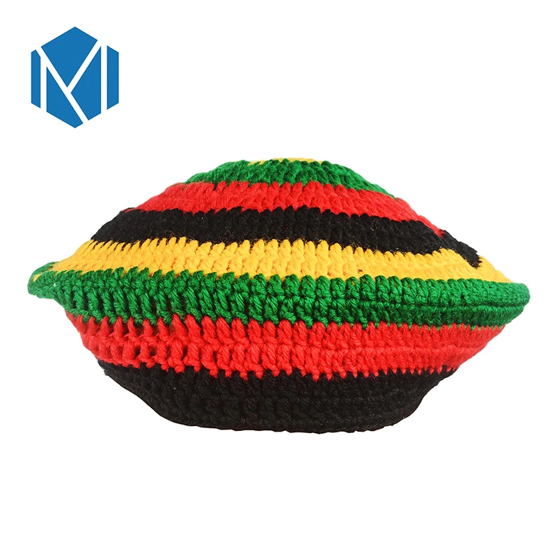 Miya Mona, 1 шт., Модная вязаная шапка Rasta, повседневная, женская, ручная работа, вязаная, регги, шапка Skullies, красный, желтый, зеленый, в полоску, волнистые шапки