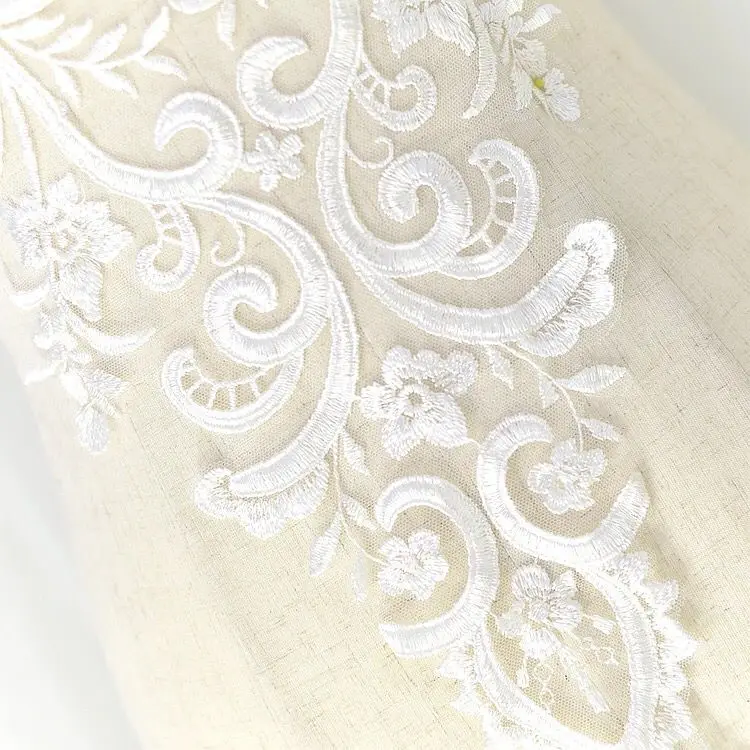 4 шт. кружевная вышитая аппликация в виде цветка слоновой кости|wedding fabric|lace