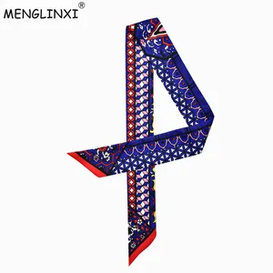 Модная сумка, шарф, новинка 2021, модный Шелковый шарф с геометрическим принтом, женская сумка с маленькой ручкой, ленты, женский головной убор, длинные шарфы и обертывания