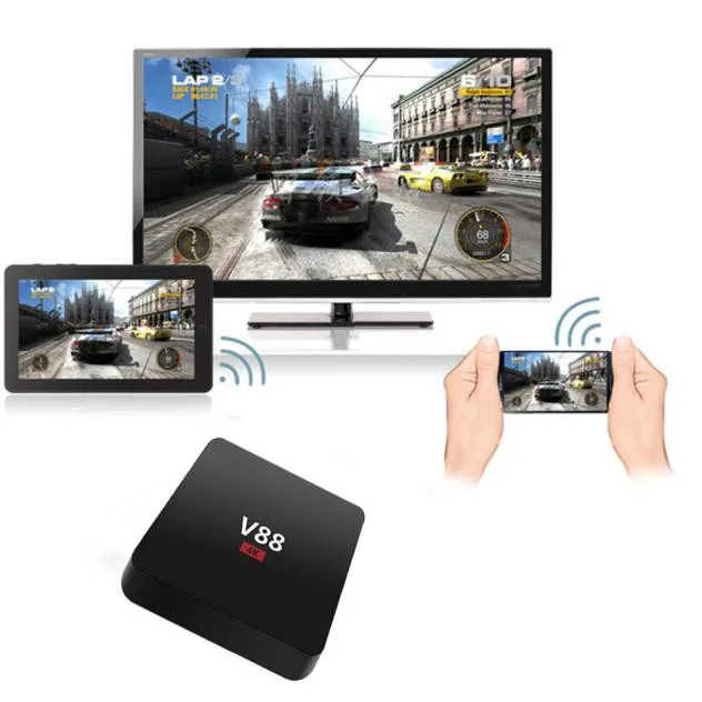 Модный домашний кинотеатр V88 Android 5 1 четырехъядерный Мини ПК смарт Google TV BOX для Smart