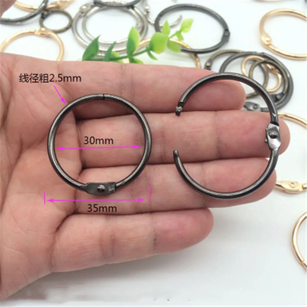 30mm black 5 шт. золотой из листового металла переплет книги шарнирные кольца 30-38 мм брелок DIY альбом-ежедневник Застежка-кольцо офисные связывающие принадлежности - Цвет: 30mm black