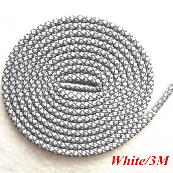 White 3M 4", 3 м, рефлективные веревки шнурки круглые веревочные шнурки ночного бега шнурки для кроссовок Yeezy Boost спортивная обувь - Цвет: White 3M
