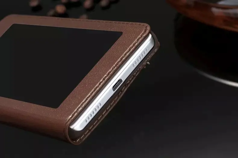 Чехол-книжка из 100% натуральной кожи для Huawei Honor 7 с окошком ультратонкий