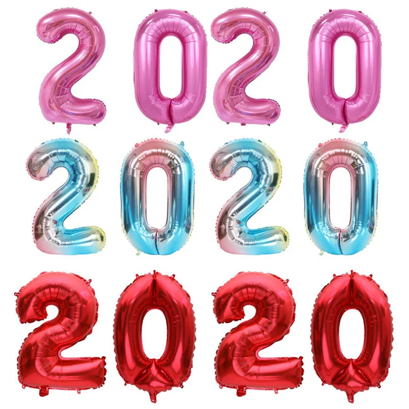 32 дюймовые фольгированные воздушные шары с цифрами 2020 серебристые цифры
