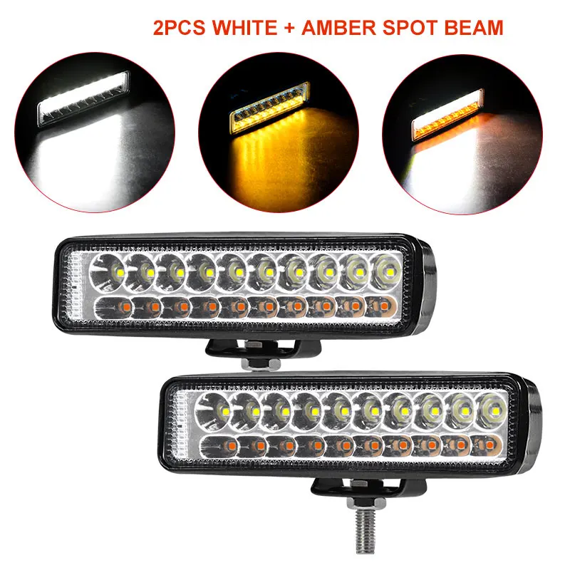 double color spot 2 шт. DRL 18 Вт 6 дюймов светодиодный светильник для работы, противотуманная работа, стробоскоп, боковой Дневной светильник в сборе, головной светильник s лампочка для ford focus 2 jeep car ATV - Цвет: double color spot