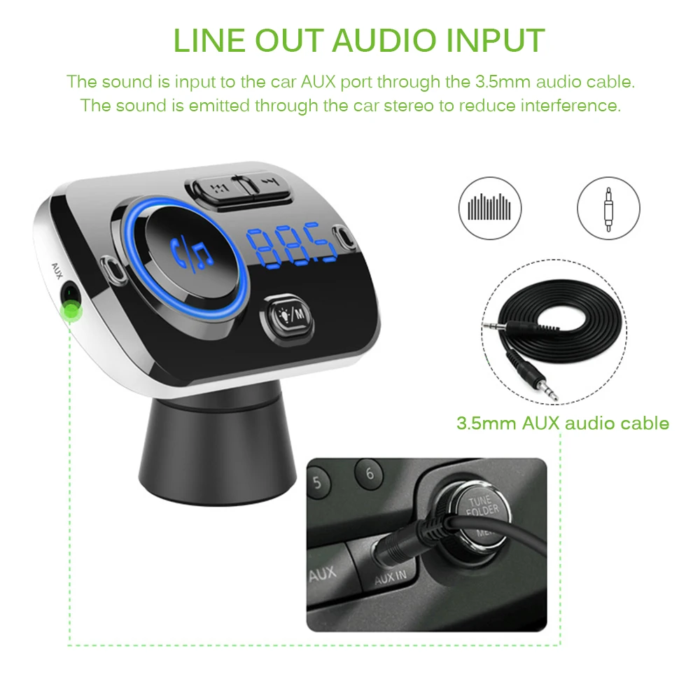 Автомобильный fm-трансмиттер, комплект громкой связи, беспроводной Bluetooth 5,0, ЖК-дисплей, MP3 плеер, USB, быстрая зарядка, 3,0, автомобильные аксессуары, автоматический fm-модулятор